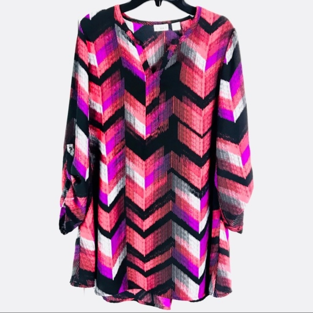 🚨 5/$25 Cato sheer lined long tunic top button